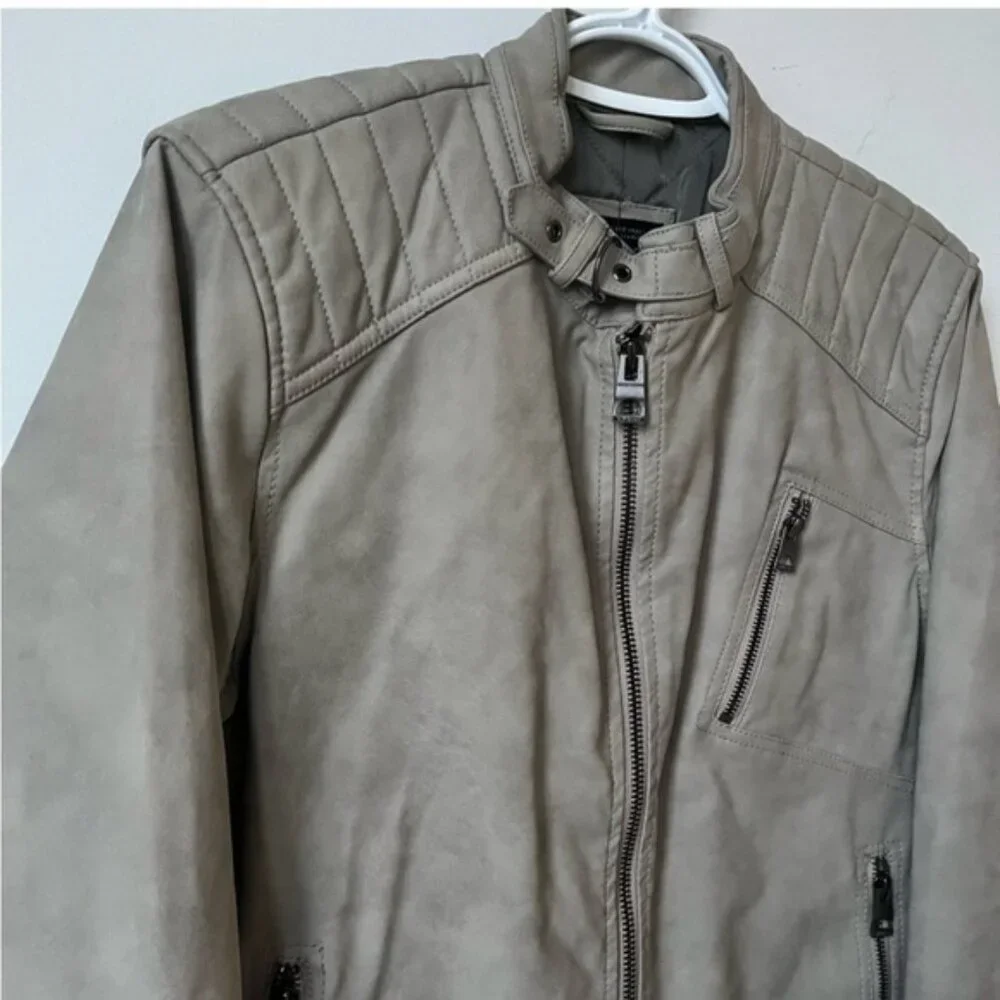 Guess NWT Mens Grey Quilted motorcycle drew suedes Jacket size XS - Picture 6 of 12